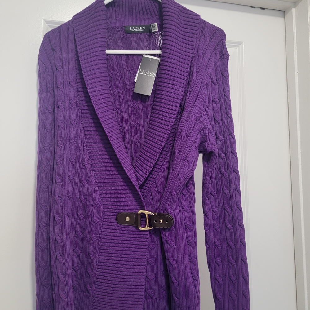 *SOLD* Ralph Lauren Deep Purple Cable Cardigan